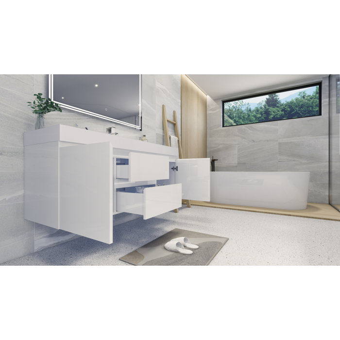 Latitude Run® Carny 60" WallMounted Single Bathroom Vanity Set & Reviews Wayfair